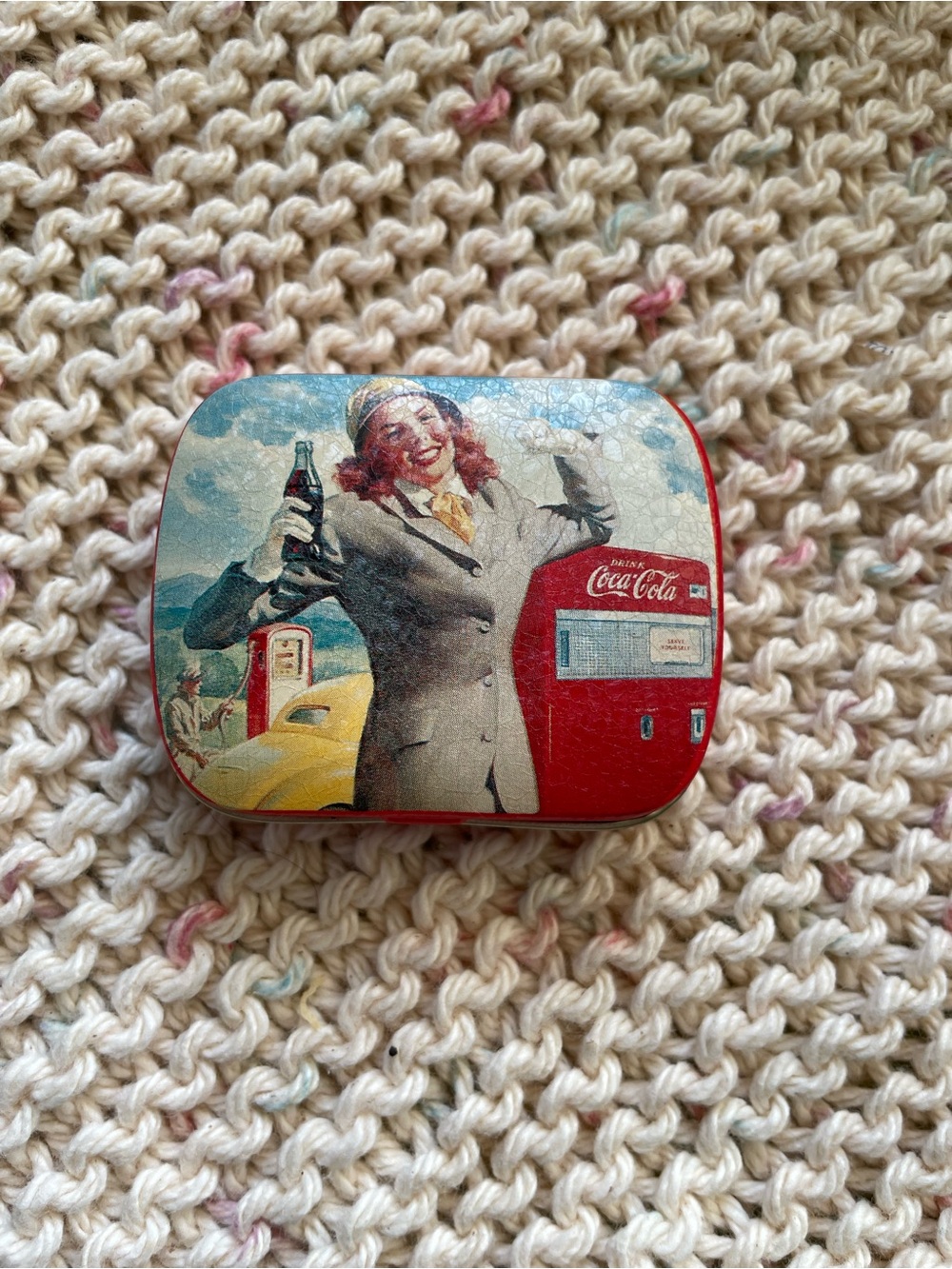 Coca-Cola Red Rectangular Tin with White Label